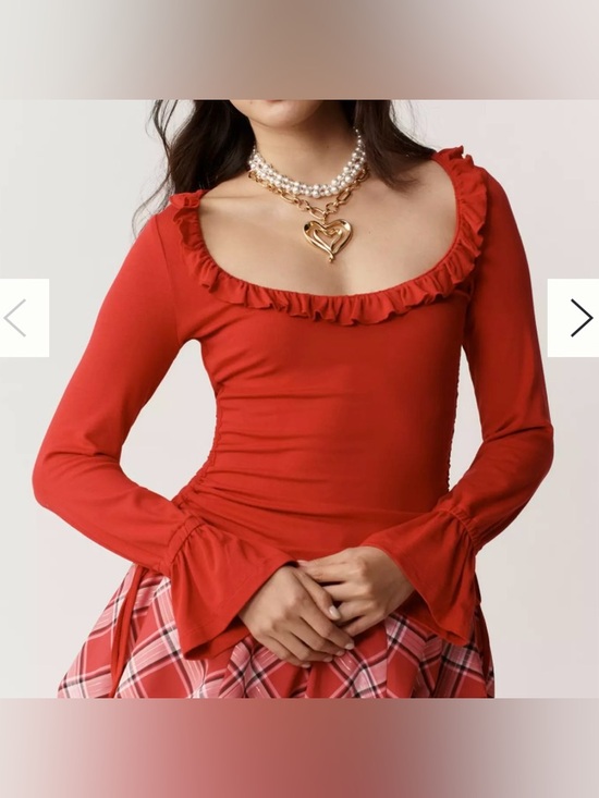 Maeve Tops - Anthropologie Maeve Long-Sleeve Scoop-Neck Ruched Top Women size S MSRP $70+